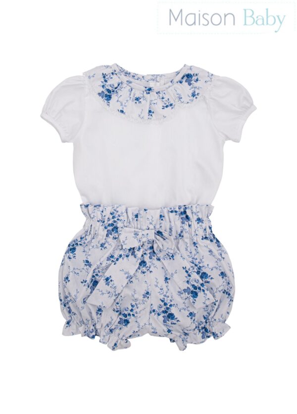 Bloomer- Body - flores azuis - Maison Baby