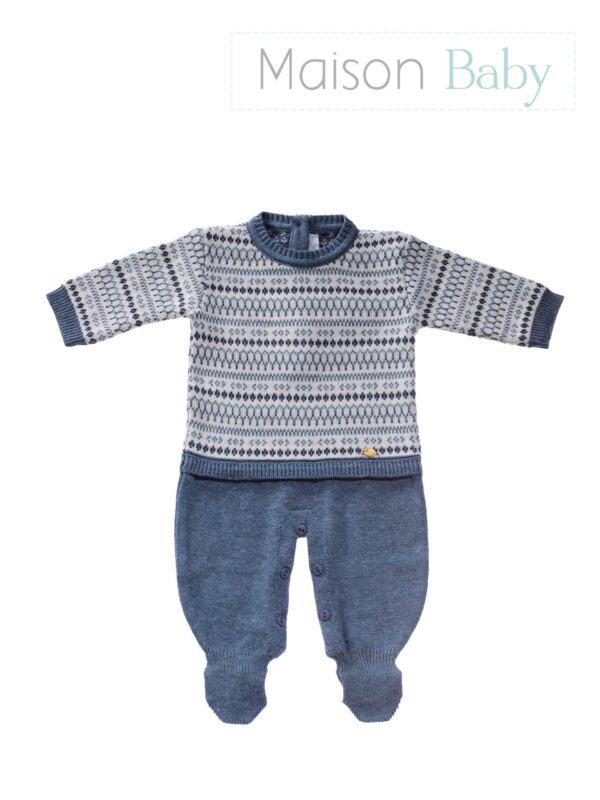 Saída de maternidade Losangos Blue Jeans- Menino