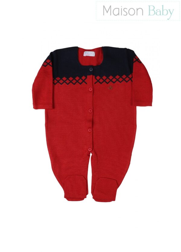 Macacão e Body Quadradinho - Vermelho e Marinho
