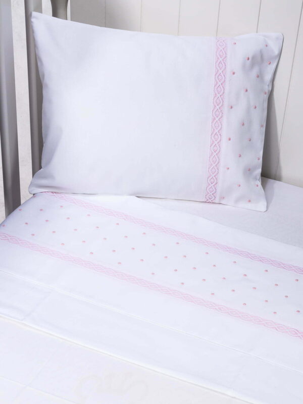 Lençol de berço Poás Rosa- Maison Baby (3 peças)