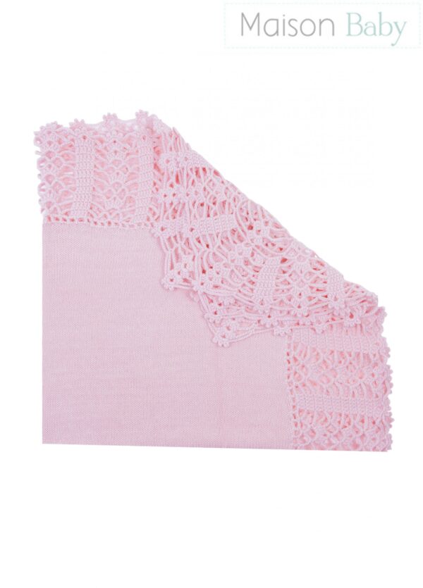 Manta de Tricot e Croche- Rosa