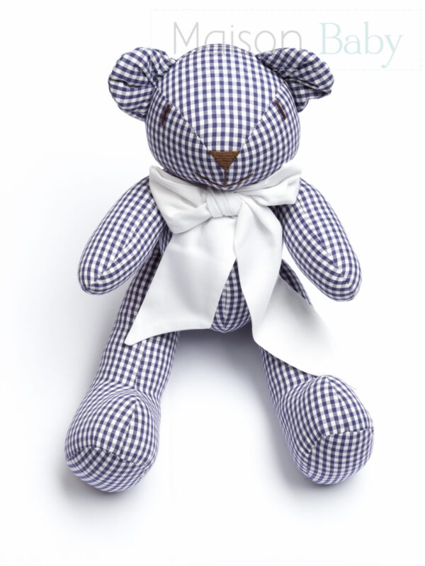 Ursinho de Decoração Maison Baby - Xadrez Marinho