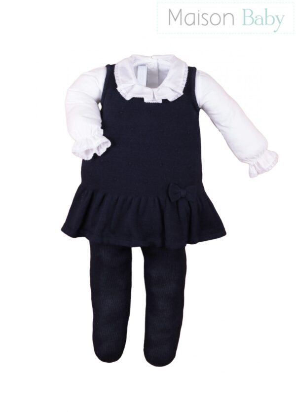 Saída de Maternidade Vestido  - Azul Marinho - Menina