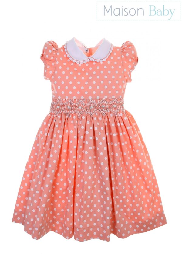 Vestido Menina - Salmão - Poas- Maison Baby