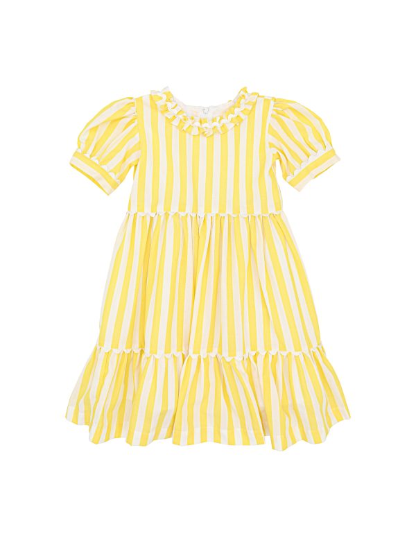 Vestido Infantil - Listras - Amarelo